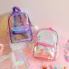 Transparent Backpack Adjustable Shoulder Strap Large Capacity Waterproof Heart Pattern Girls Teenage School Book Bag Stationery 2