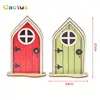 1PC 1/12 DollHouse Miniature Furniture Wooden Steepletop Door For Children DIY Furniture Garden Craft Toy 3D Fairy Door Tool - Image 5
