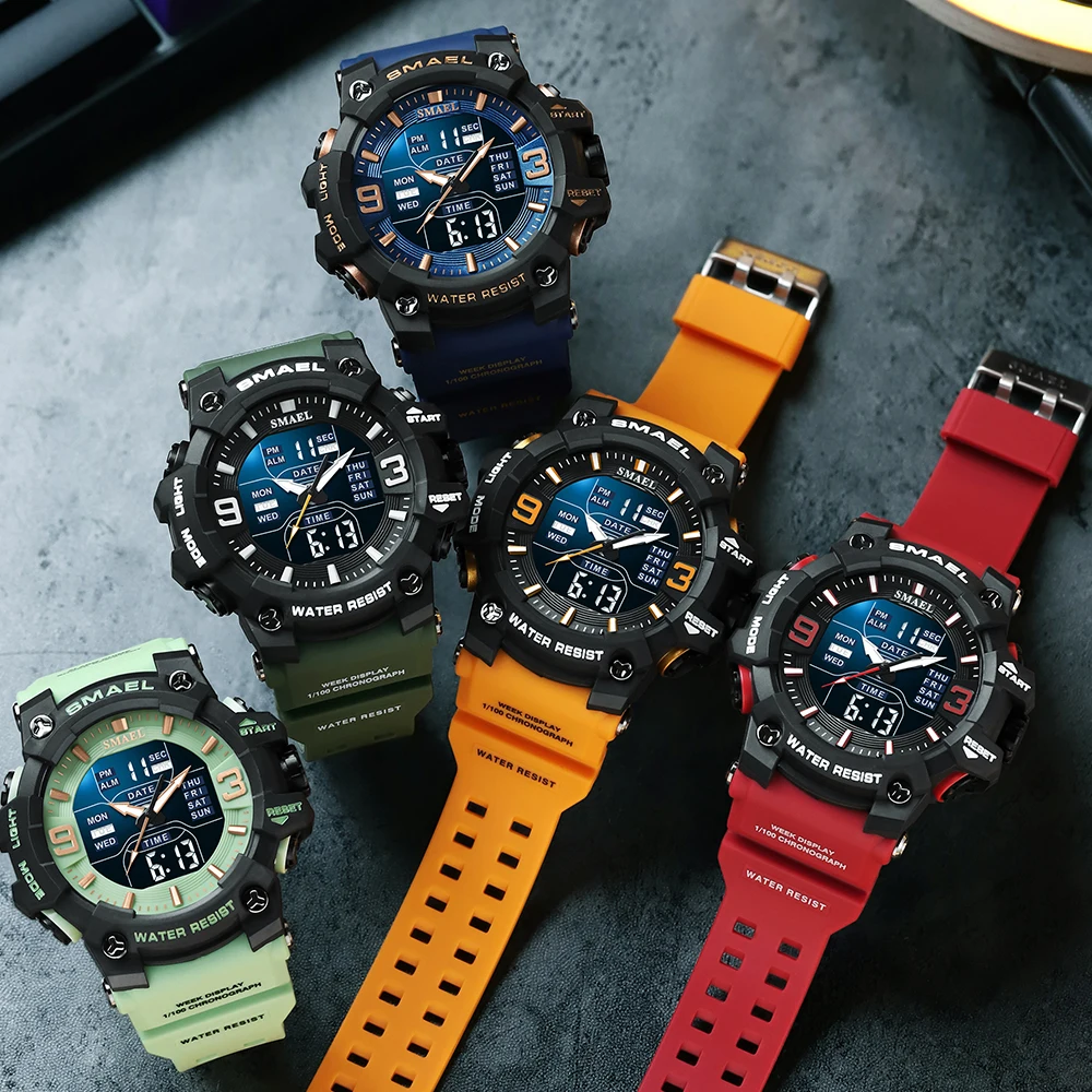 Rugged Men's Sport Waterproof Digital Watch with Alarm and Dual-Time Features