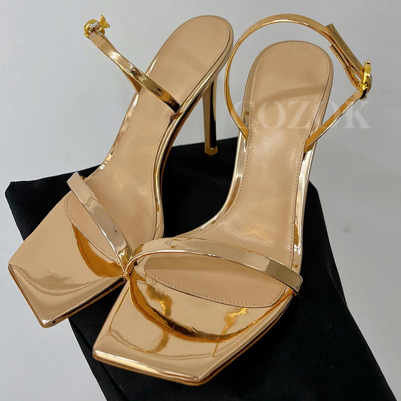 

2023 Female Slippers Summer New One Strap Design Buckle Strap Walk Show High Heel Sandals Elegant Sexy Open Toe Ladies Stilettos