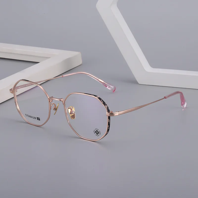 

Оправа для очков тупые и красивые женские очки из чистого титана металла круглый винтажный узор полная оправа 6689
