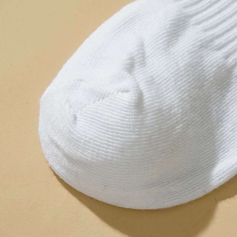 5 Pairs Women's Middle Tube Socks Cotton Blends Striped Breathable Solid Color Casual Sock White Double Cuffs Letter Sock