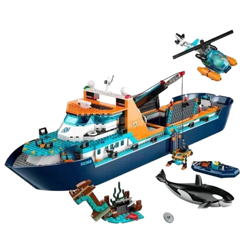 815PCS 도시 시리즈 북극 연구 선박 모델 빌딩 블록 60368 크리 에이 티브 조립 벽돌 장식 장난감 어린이를위한 크리스마스 선물