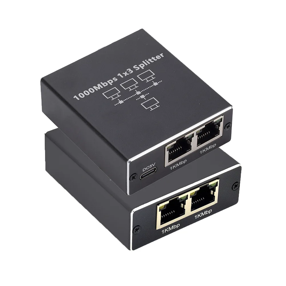 High-Speed 1000Mbps Ethernet Splitter Adapter – 1-to-3 LAN Extender for Simultaneous Network Connections