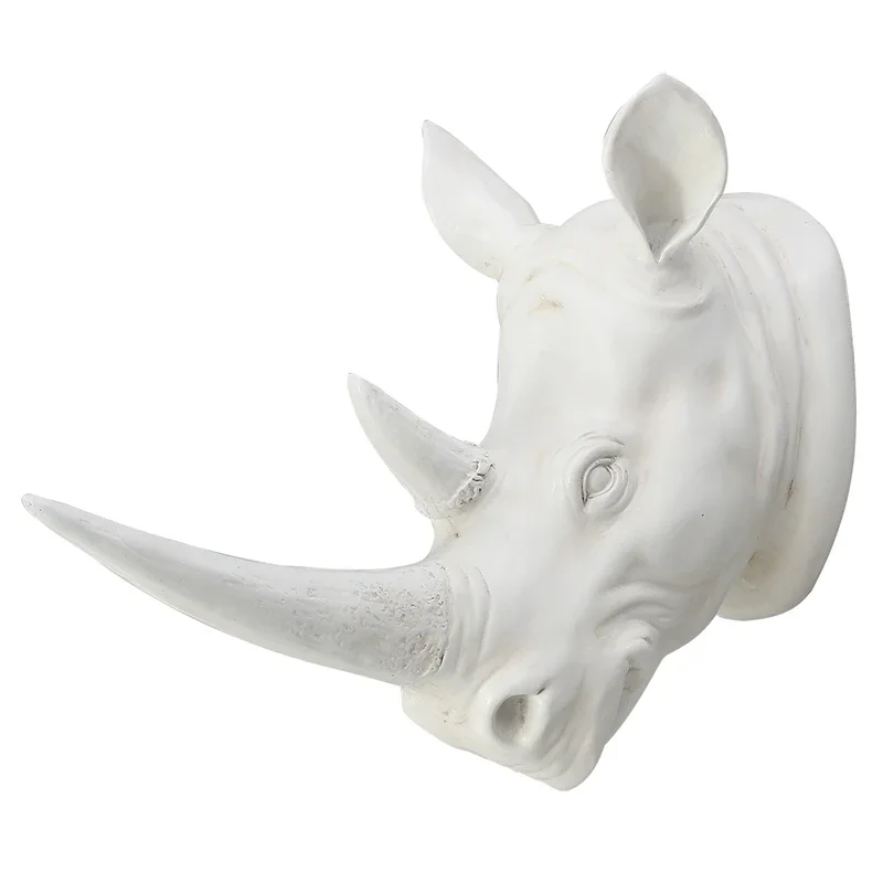 Black Rhino Head Sculpture - Handmade Resin Animal Wall Art Decor For Living Room, Bar, Housewarming Gift - View #7