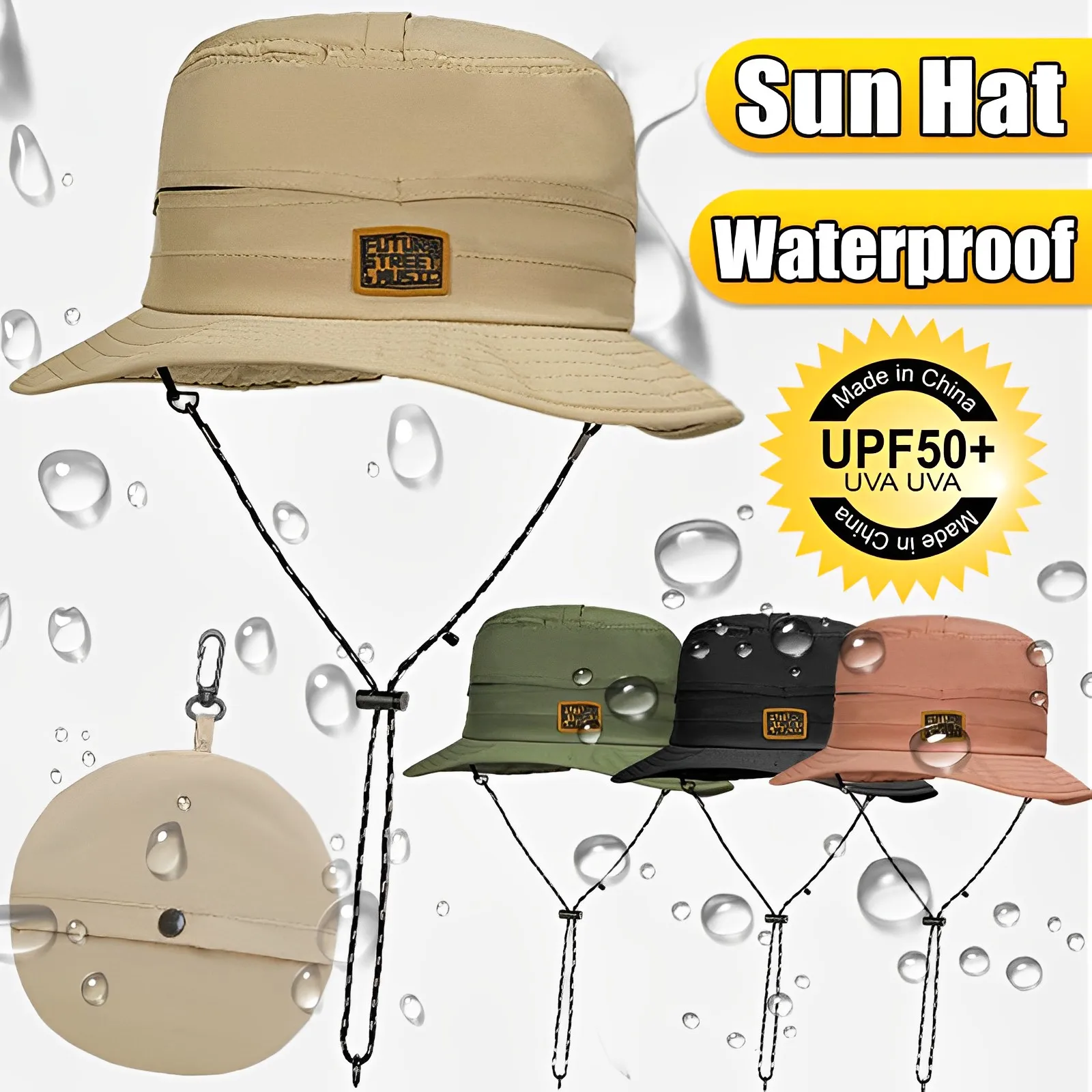 

Outdoor Waterproof Fisherman Hat Women Summer Sun Anti-UV Protection Camping Hiking Mountaineering Caps Men's Panama Bucket Hats
