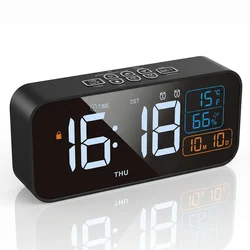 Multifunctional LED Desk Clock with Adjustable Brightness and Alarm Settings (Black)