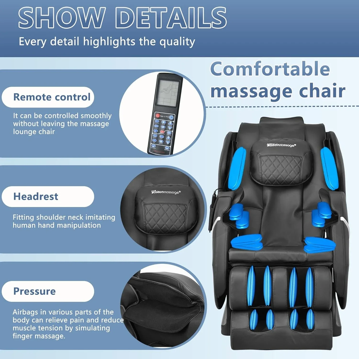Massage Chair Full Body Electric Shiatsu Massage Chair Recliner with Foot Rollers Built-Heat Therapy Air System Stretch