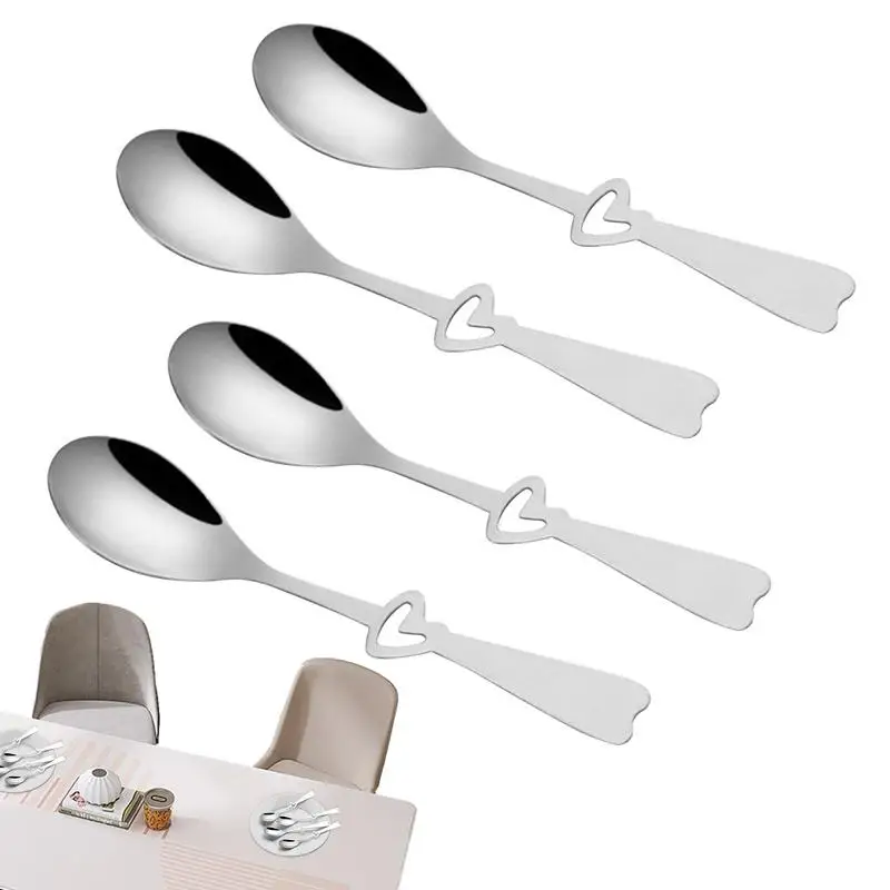 

4pcs Stainless Steel l Dessert Stirring Spoons Dessert Spoon Fork Mixing Tool with Beautiful Texture for tea coffee honey