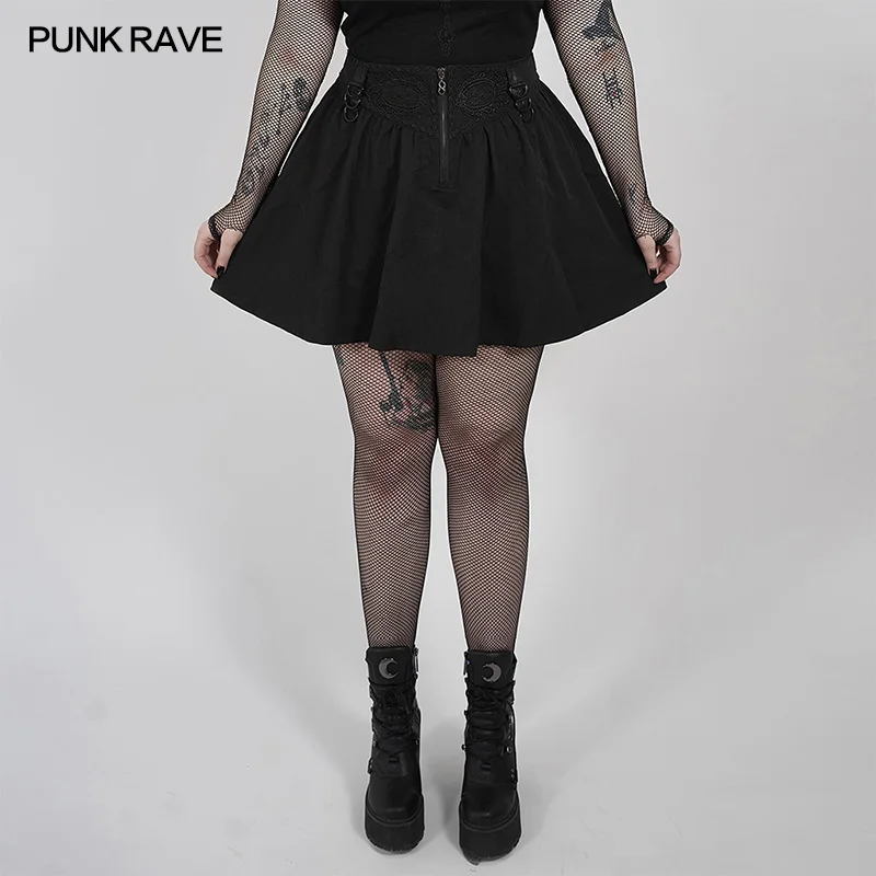 punk-rave-gothic-thorn-and-desire-decal-skirt-women-size-elastic-free-twill-electroplated-metal-d-buckle-oval-tree-pattern