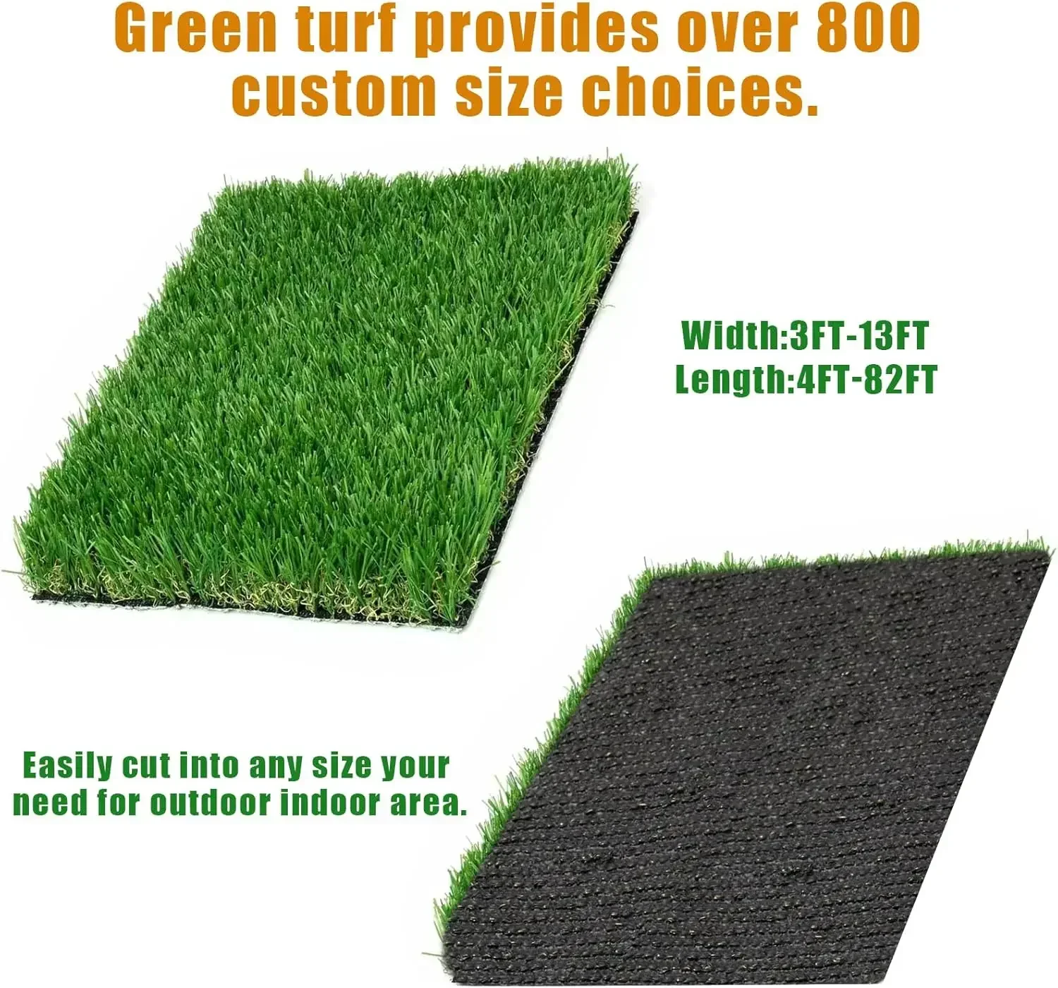 Artificial Turf Grass 4' x 11', 1.38 Inch Realistic Artificial Grass Rug, Fake Grass Mat Thick with Rubber Backing for Pets Dogs