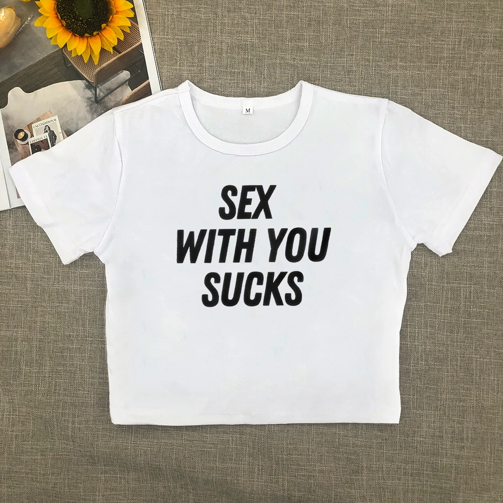 Y2K Europe and America casual T-shirt Spice Girl pattern print ladies summer crop slim street