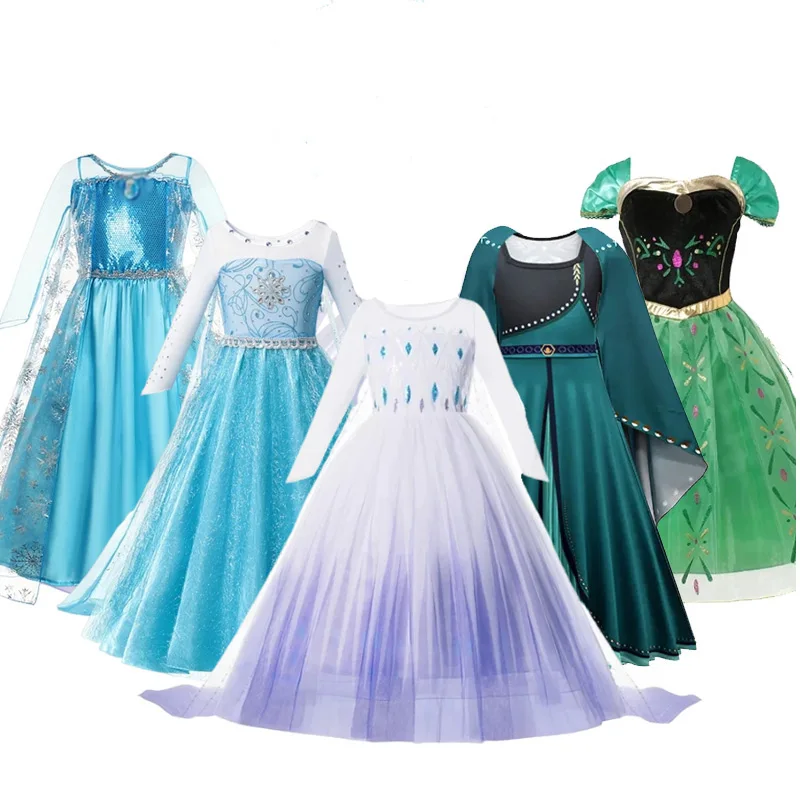 Girls Dress Snow Queen Princess Elsa Dresses for Kids Party