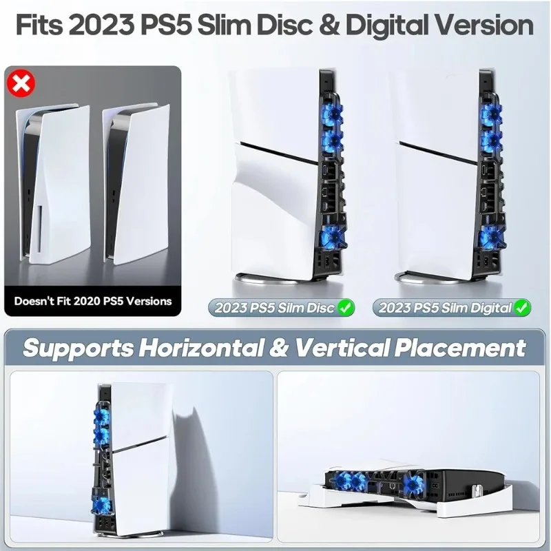 플레이스테이션 PS 5 PS5 슬림용 쿨러, 게임 콘솔 환풍기, 냉각 팬, USB 테이블 환기 장치