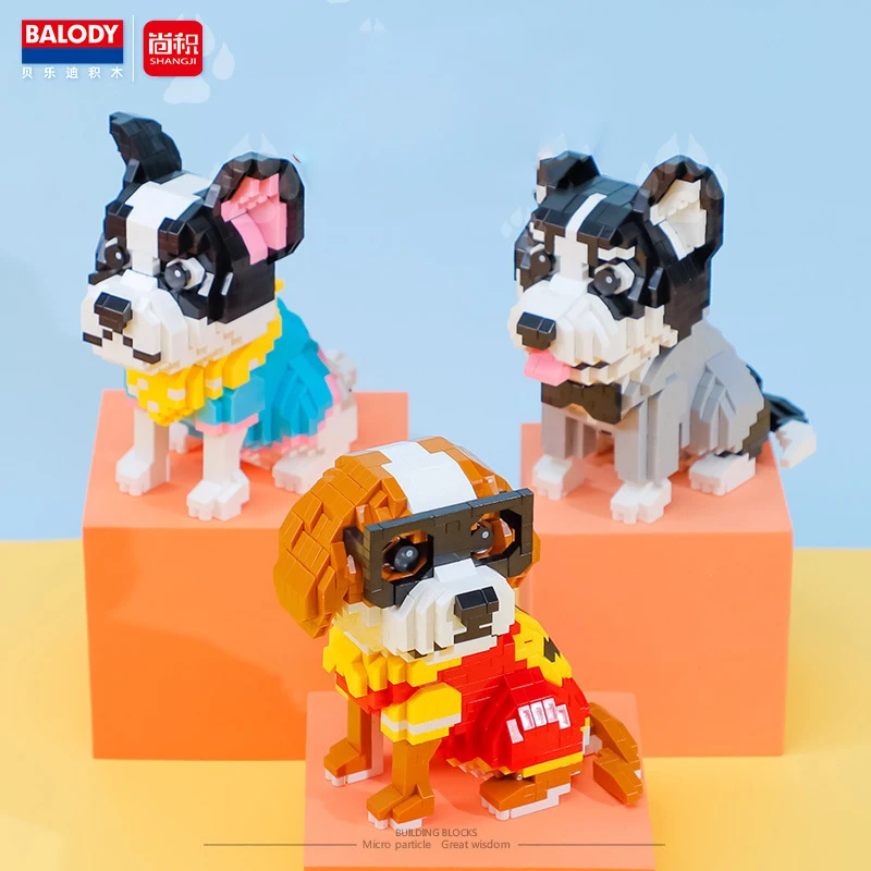Balody Cute Dog Mirco Building Blocks Husky Bulldog DIY Pets Model  Schnauzer Labrador Retriever Mini Brick Figure Toys For Kids