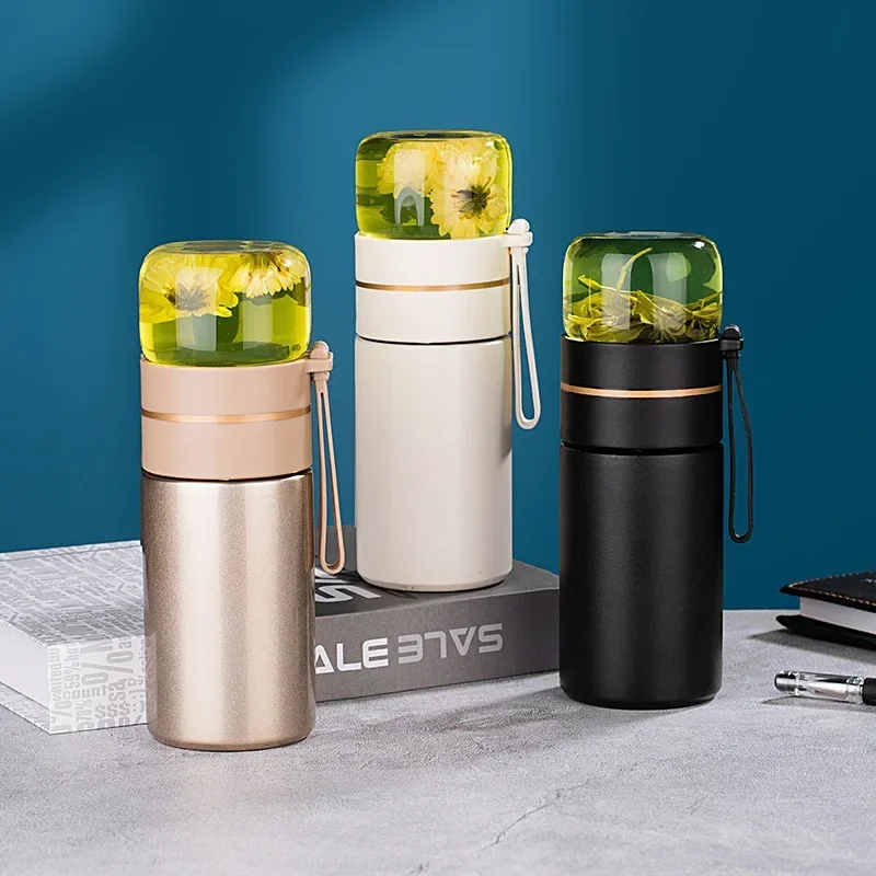Stainless Steel Tea Infuser Bottle, Insulated Thermos, Leakproof