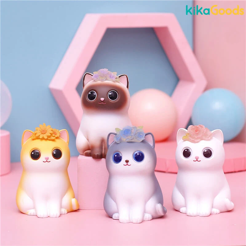 KikaGoods Flowers And Cat Blind Box Doll Binary Action Figure Birthday