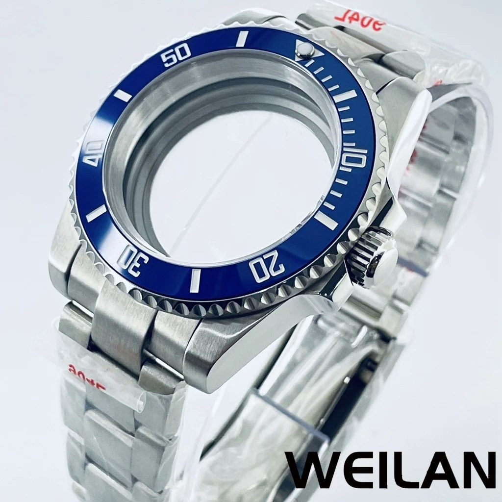 Silver Watch Case with Ceramic Bezel and Sapphire Crystal