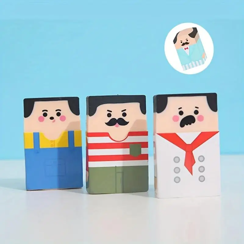1-Pack Novelty Bald Man Erasers Fun Quirky School Supplies Funny Cartoon Erasers Correction Tools pencil eraser eraser pen retractable eraser kneadable eraser eraser refillable pen biscuit eraser plasticine eraser