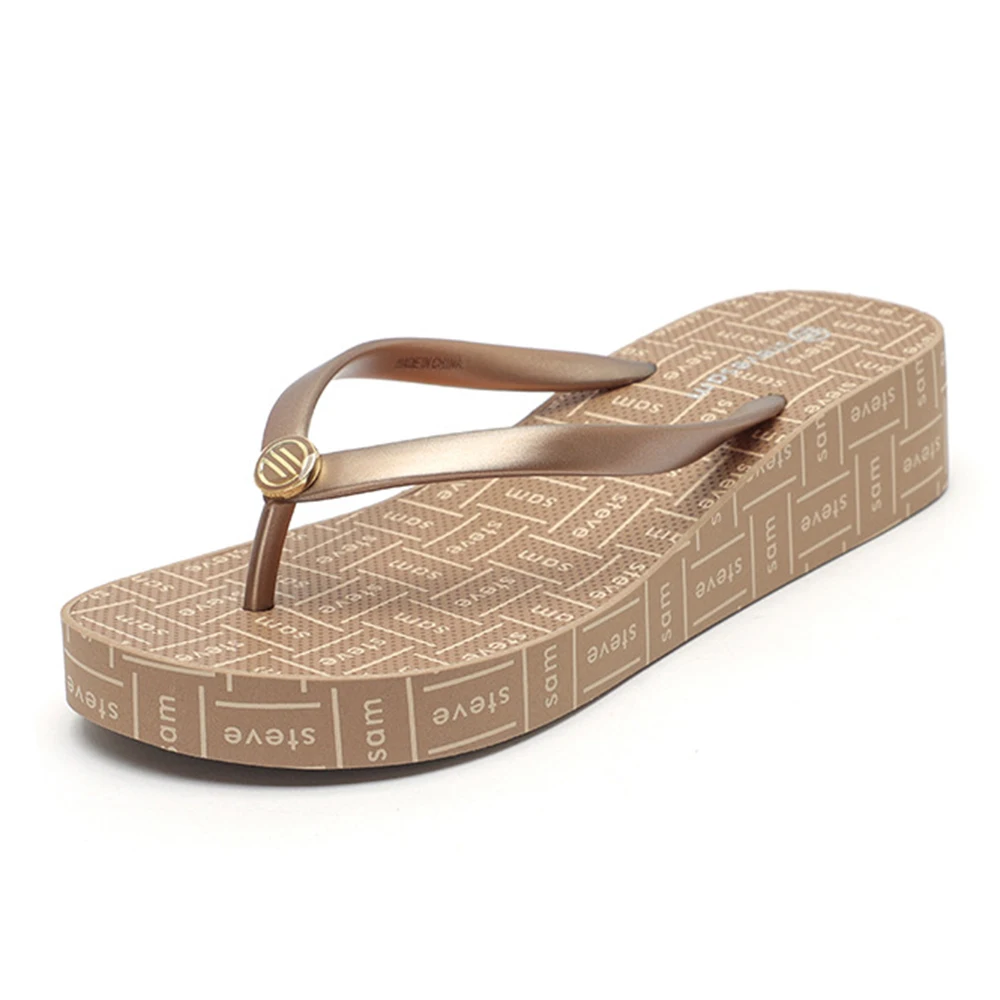 

Letters Printed Women Slippers Summer Sandals Outdoor Non-Slip Flat Beach Shoes Indoor Platform Wedge Flip Flop Female qt583