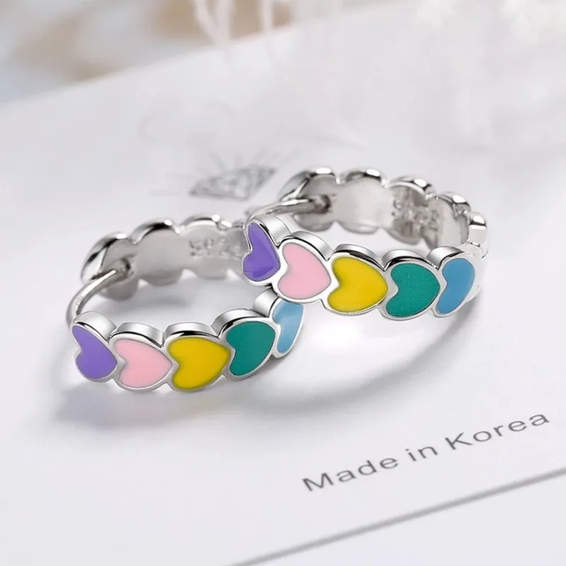 Silver Color Love Heart Hoop Earring for Women Elegant Trendy Huggies Jewelry Accessories Daughter Birthday Gifts