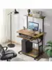 Yaheetech 3 Tiers Rolling Computer Desk with Keyboard Tray and Printer Shelf for Home Office Mobile Computer Desk for Sm 2