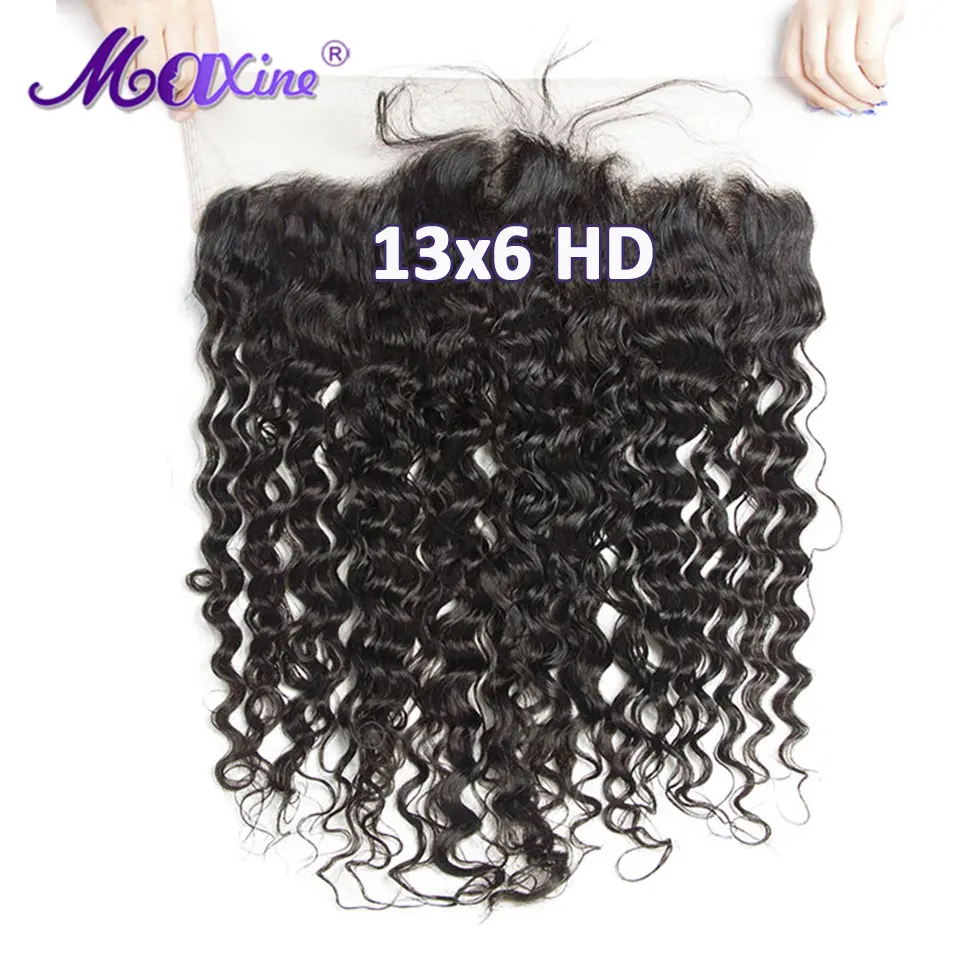 24 Inch 13x6 HD Lace Frontal Water Wave Human Hair HD Transparent Lace Frontal Pre Plucked Invisiable 13x6 Hd