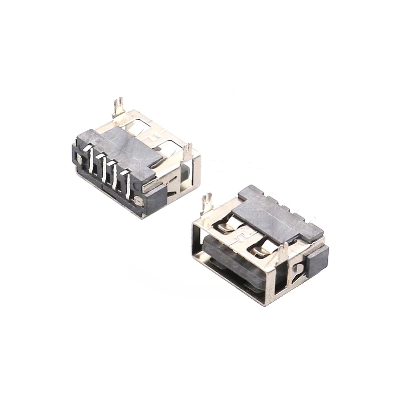 

10Pcs/Lot Type A Female USB 2.0 Short body 4 Pin 2 Foot 90 Insert direct Data Charge Plug Socket Jack Connector Wire