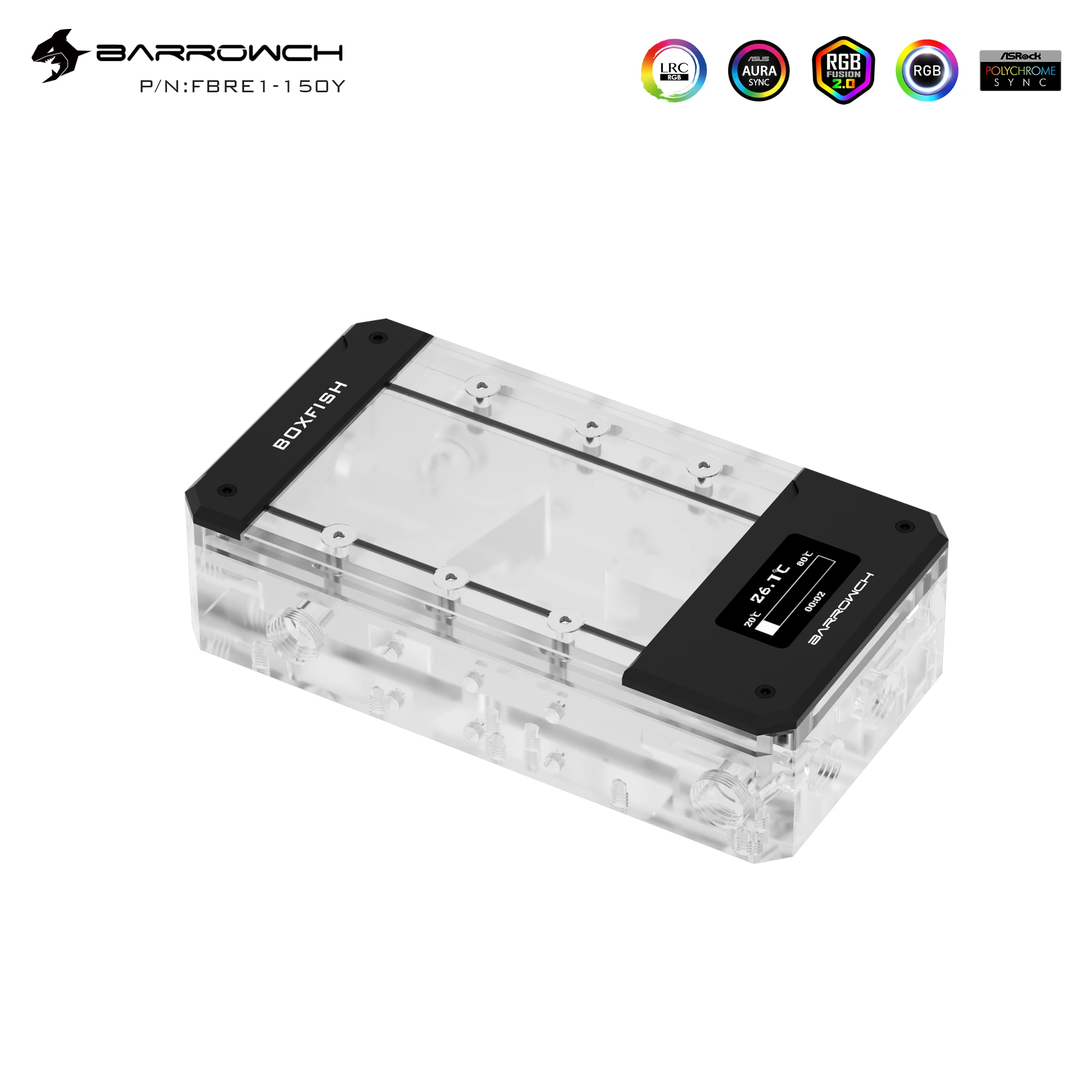 

BARROW Length 150mm/200mm/250mm Reservoir Acrylic Square Intelligent Water Tank Magic Coolant PMMA Tank 5V Aurora Light to AURA