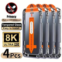 4 - Pack Easy Install Privacy Tempered Glass Screen Protectors - Bundle 20 (iPhone 16 Pro Max)