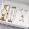 6PCS/Set Fashion Women's Watch Gold Steel Band Quartz Watches Butterfly Jewelry Set（Without Box） 1