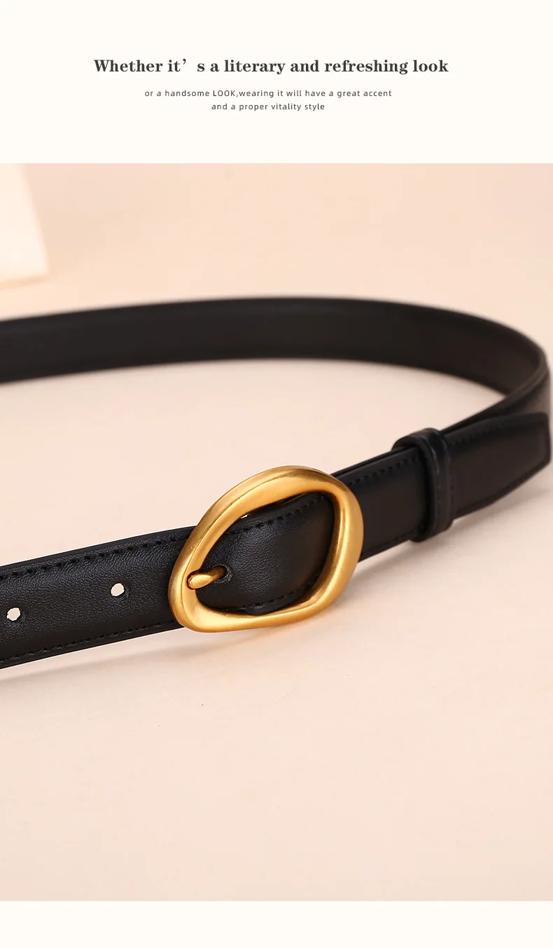 Rose Schwarzer Ledergürtel für Damen, Kleingruppen-Design aus Rindsleder, Modischer Vielseitiger Gürtel, 2025 Neuer Knopfgürtel – Detail 13