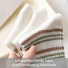 6 Pairs of Women's Four Season Simple Striped Flower Sweet College Style Fashionable Versatile Summer Breathable Mid Tube Socks 4