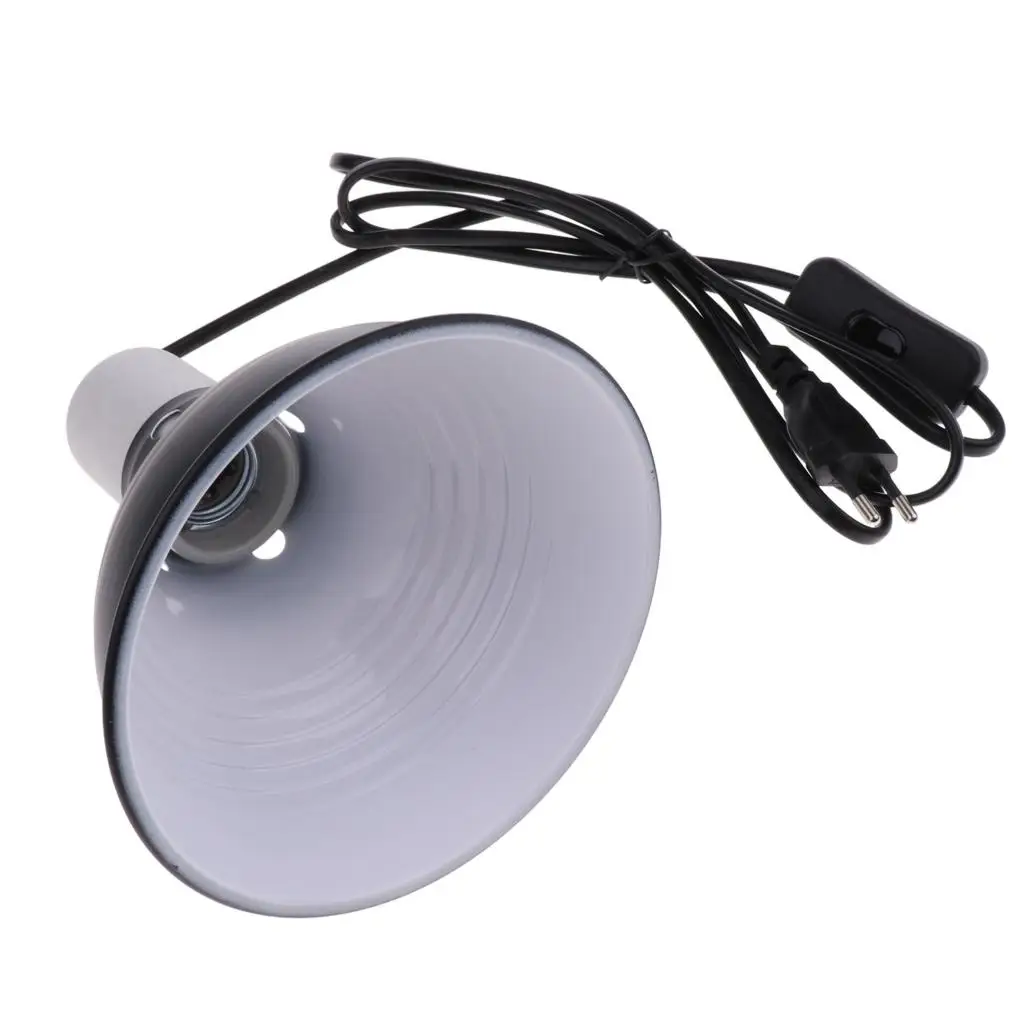EU Plug Reptile Heating Light UVA UVB Bulb Dome Lamp Holder E27 Base with on/off Switch, Terrarium Vivarium Use