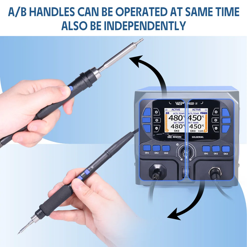 2-in-1 Precision Soldering Station With Micro Hot Air Gun Soldering Iron C210 Fast Heating in 2S 24Months Warranty soldering station