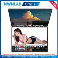 2024 New Dual Display Business Laptop Dual 14 inch Touch 2in1 Intel N100 12th DDR4 16GB 32GB Double Full Touch Screen Laptop 1