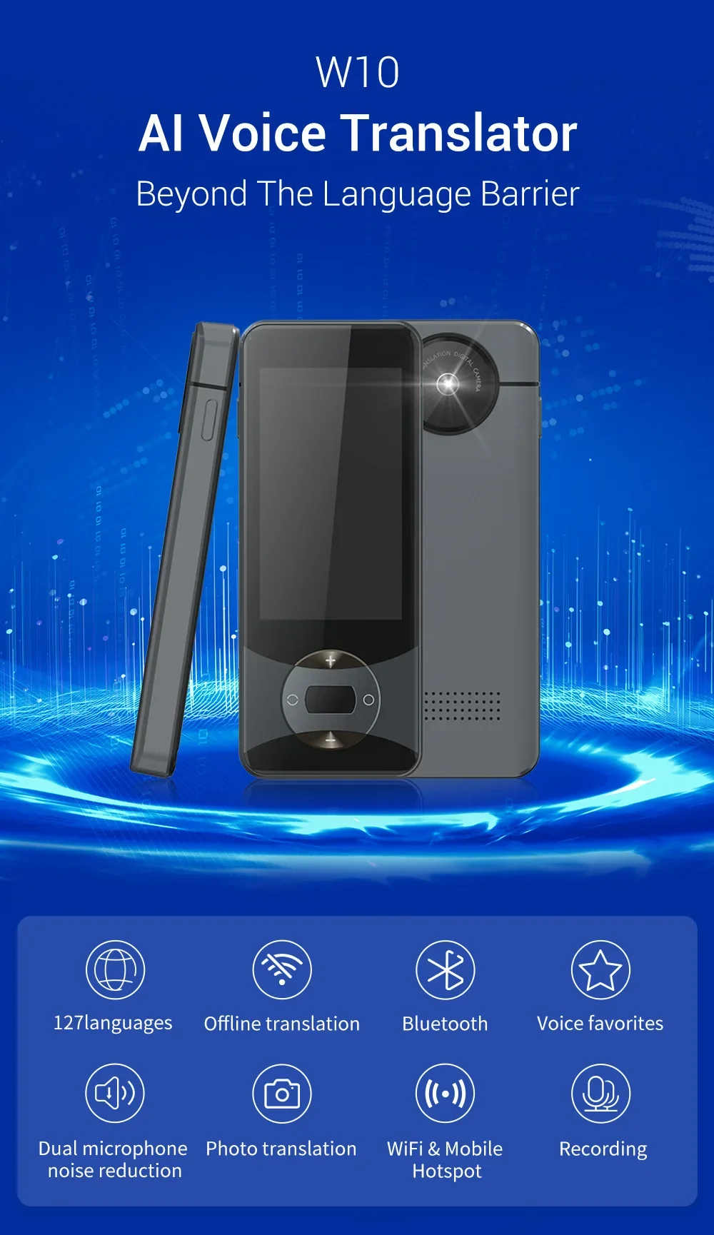 W10 Instant Voice Translator Language Translator In Real-time Smart Supports 127 Online Languages Translation
