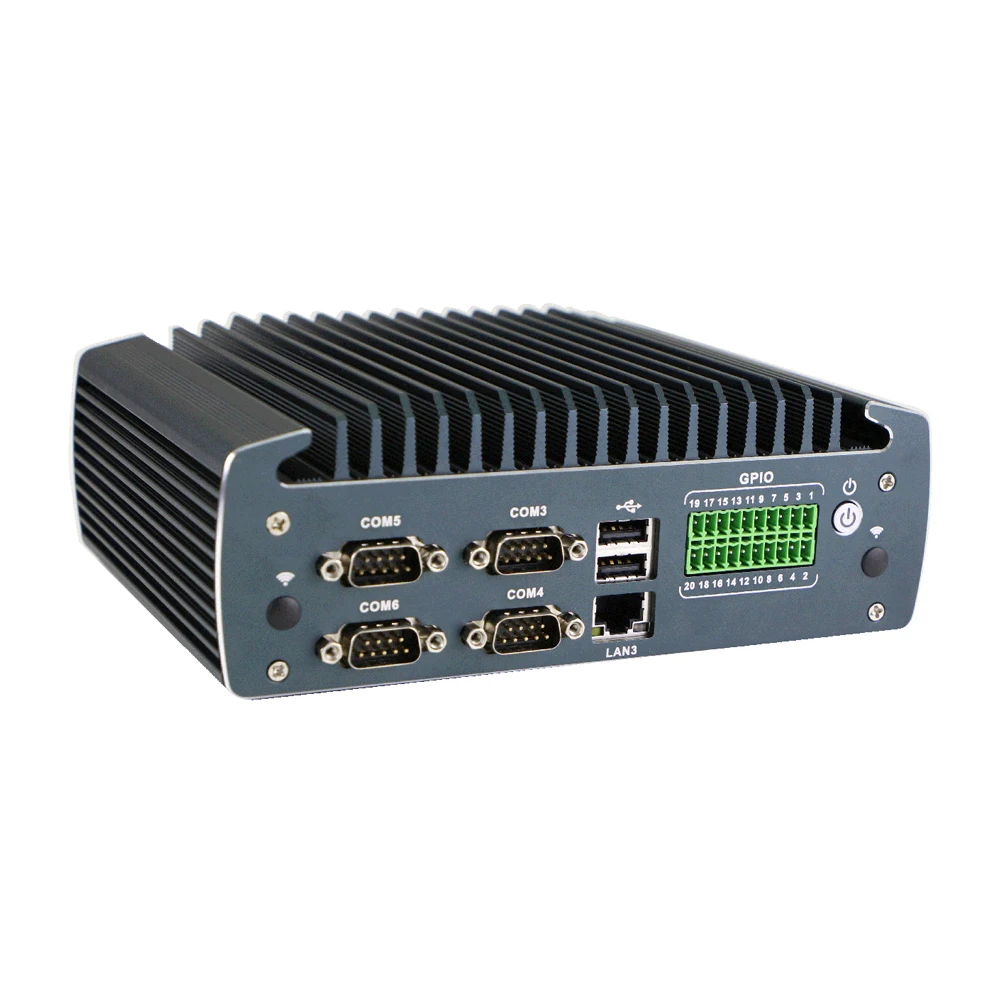 HUNSN Fanless Industrial PC,Mini Computer,IPC,Celeron J6412,IX15,Windows 11/Linux Ubuntu,TPM 2.0,6COM,HD,DP,3LAN,GPIO,9-36V 2Pin 3