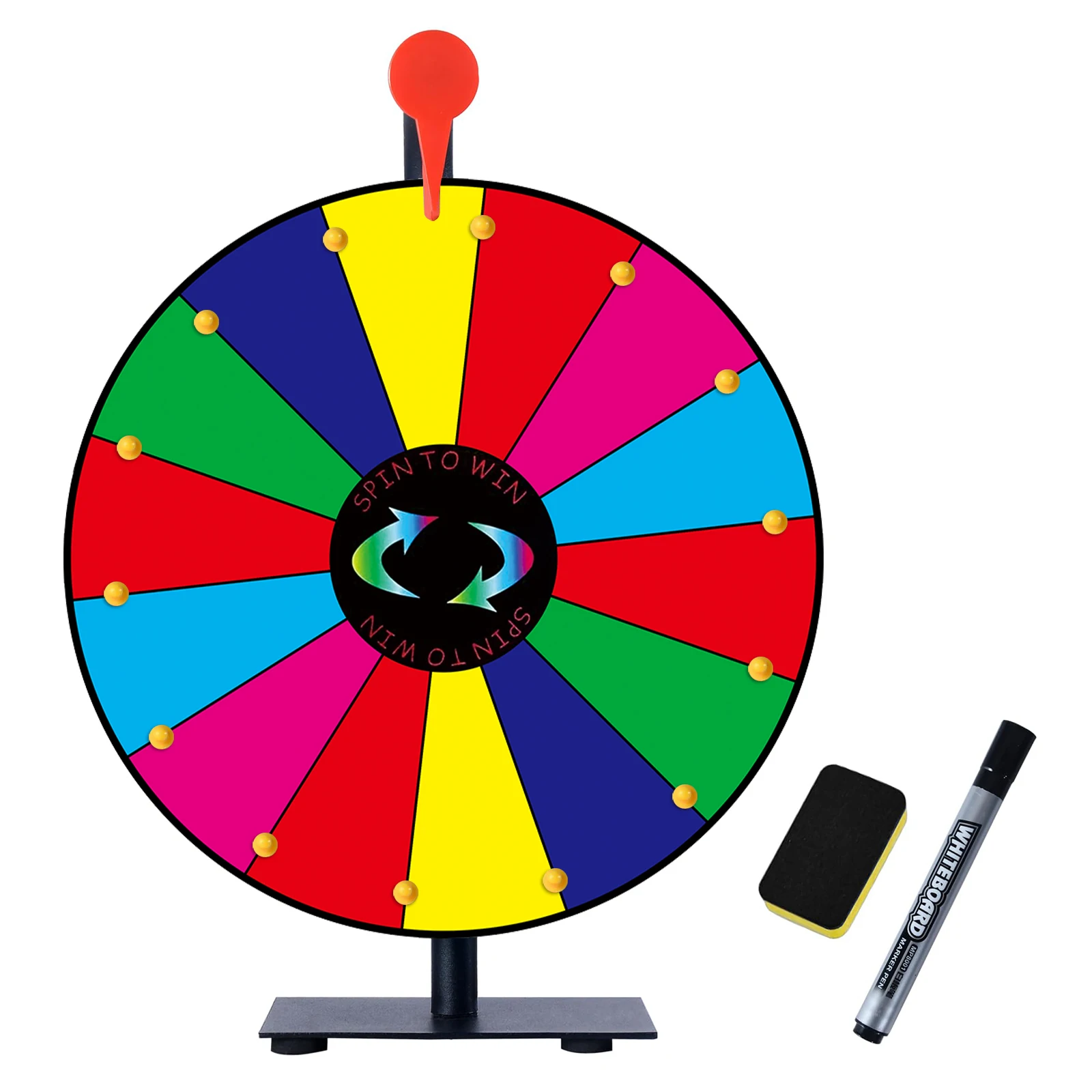 Roue De La Fortune Tournante 30,5 Cm – 10 Emplacements, Surface Effaçable, Base à Ventouse