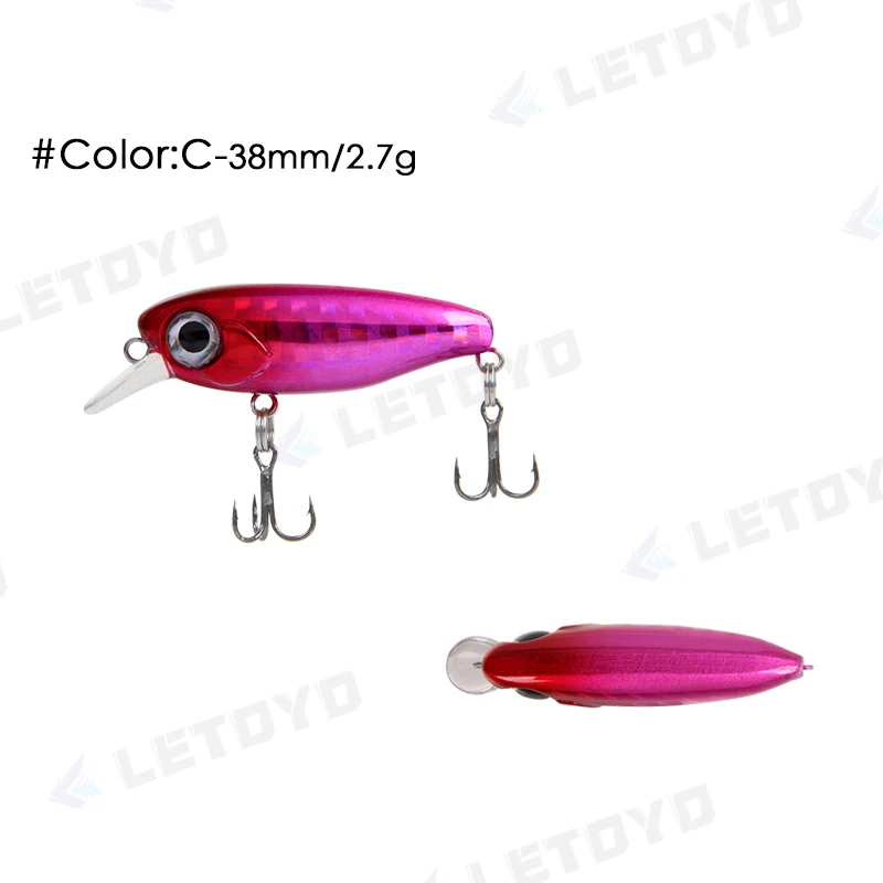 LETOYO 38mm 2.7g Micro Suspend Minnow Fishing Lure Jerkbait Mini