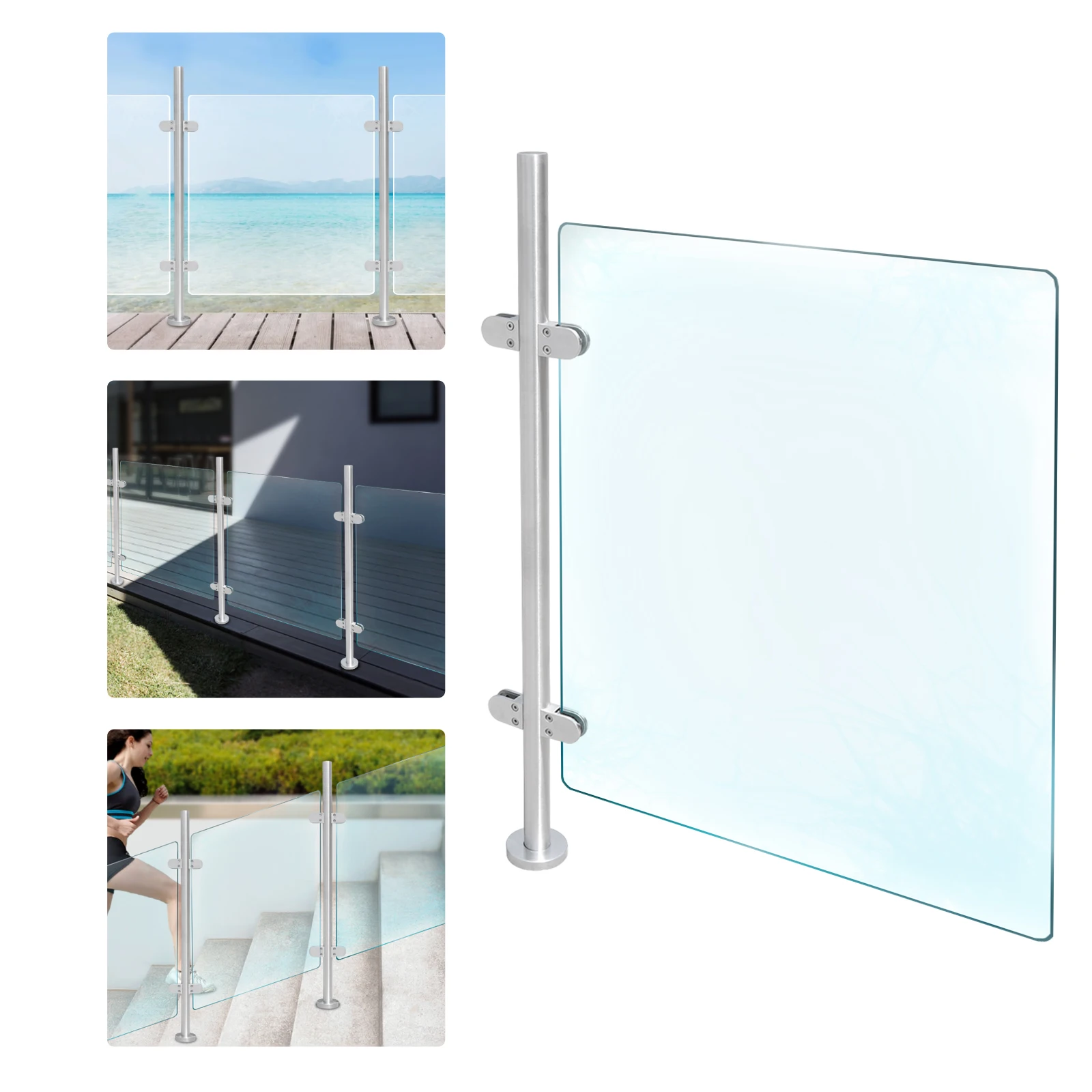 316 Stainless Steel Railing Fence Pole Handrail 110cm Glass Railing Post for Garden