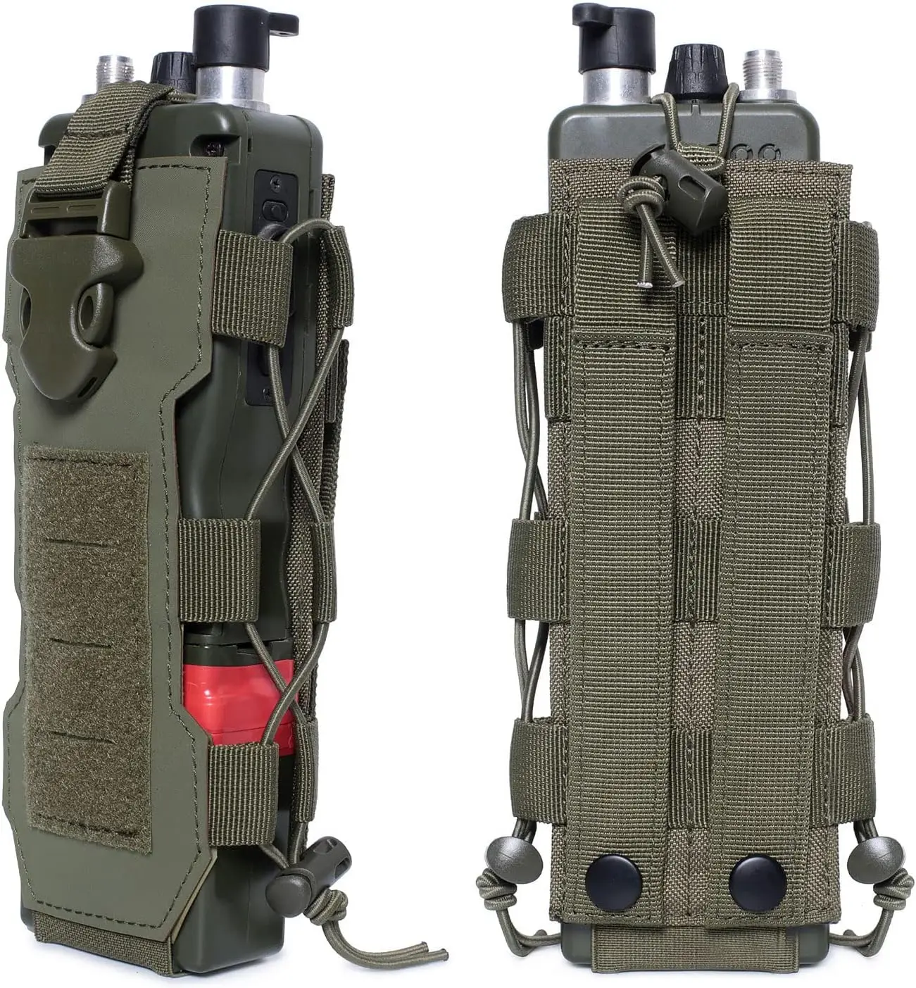 Laser Cut Design Molle Radio Pouch Holder & Molle Adjustable Water Bottle Holder 40 oz Bottle Pouch for Backpack Rope Contractio