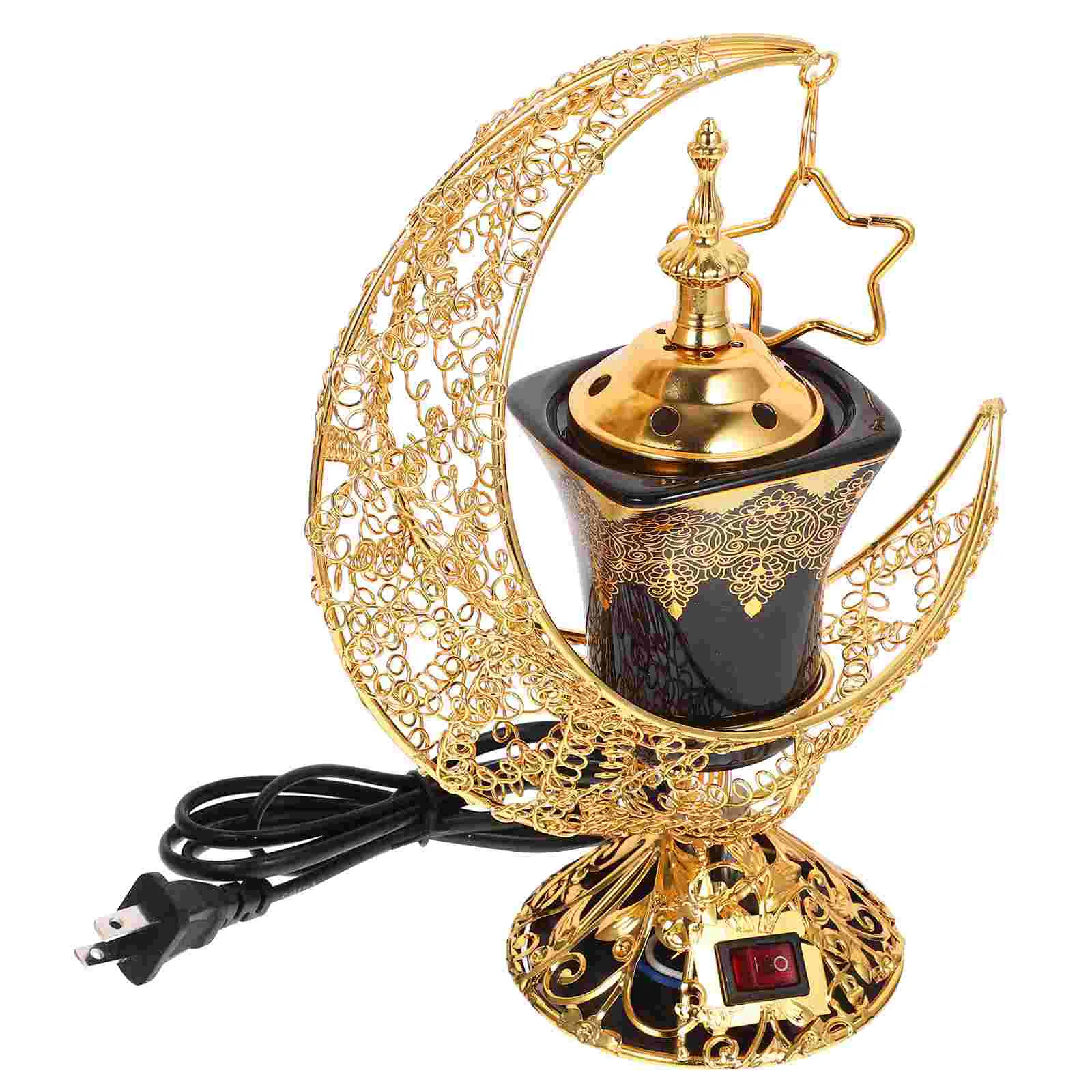 

Electric Incense Burner Metal Bakhoor Burner Middle Tabletop Electric Censer Incense Burner Home Eastern Style Yoga Spa Decor