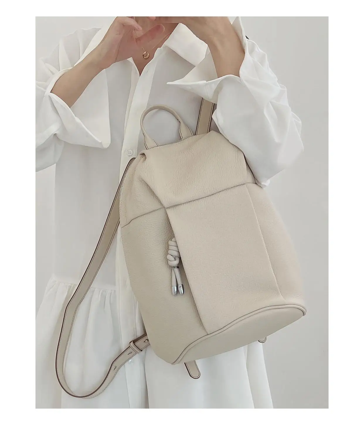 thumbnail image 1 of Mochila ligera de lujo de primera capa de piel de vaca para mujer, informal, sencilla, todo en uno, de gran capacidad, para viajes, estudiantes, tendencia, 1 of 5