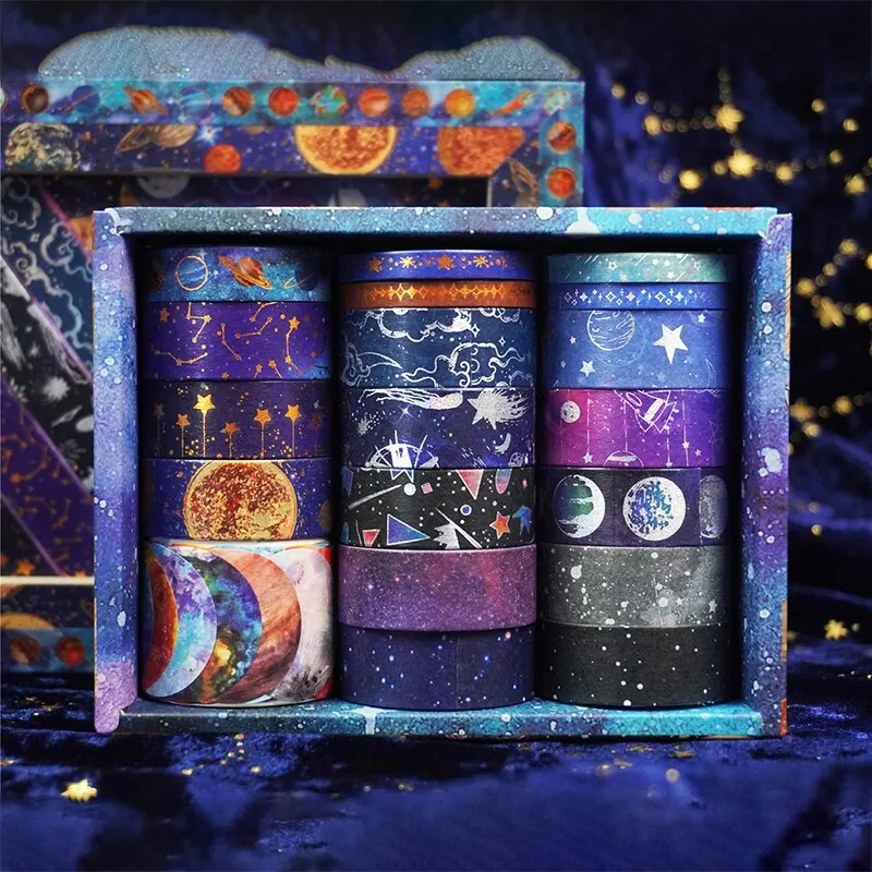 Washi tape Starry Sky Themed Washi Tape Set with 19 Rolls for Decorative Journaling and DIY Crafts