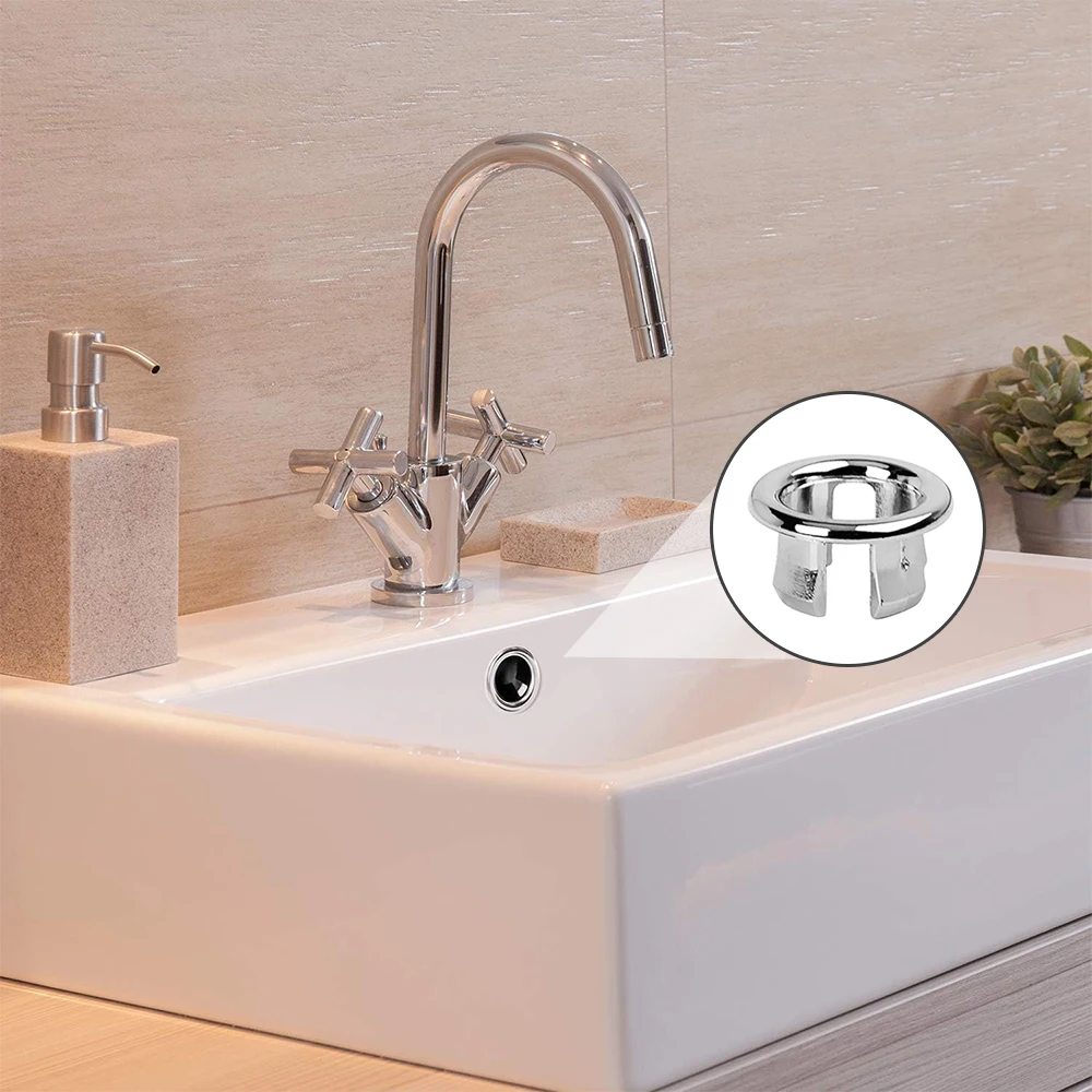 2 Tappi Cromati Per Lavandino Bagno E Cucina | Coperchio Foro Troppo Pieno | Sostituzione Facile Senza Attrezzi