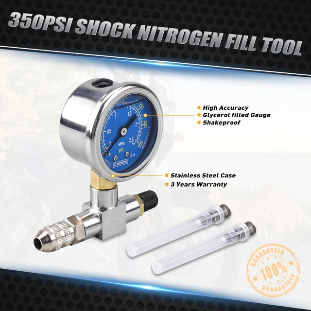 350/600PSI Shock Nitrogen Gauge Needle Fill Tool For Yamaha YZX Polaris RZR CanAm Arctic Cat Snowmobile FOX Raptor Truck ATV UTV