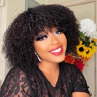 MsSunlight Afro crépus bouclés perruque cheveux humains perruques courtes pour femme cheveux humains 100% naturel 4B 4C cheveux brésiliens perruques pleine Machine 4