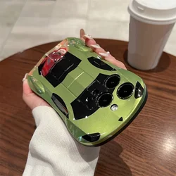 Luxurious 3D Sports Car Silicone Phone Case - Stylish Shockproof Cover & Creative Gift - iPhone 12 (Green)