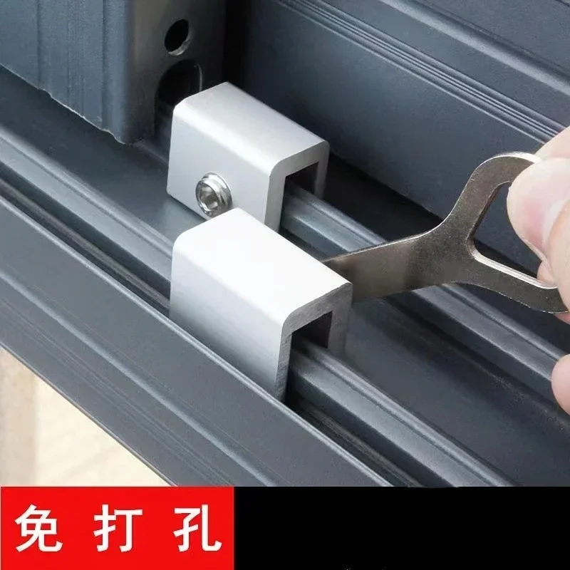 Adjustable Sliding Door Window Locks Padlock Stop Aluminum Alloy Door Lock Frame Security Lock with Keys Safety Key Lock